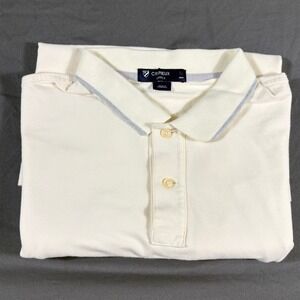 Cremieux Mens Polo Shirt XL Cream Short Sleeve Embroidered Logo Classic Fit